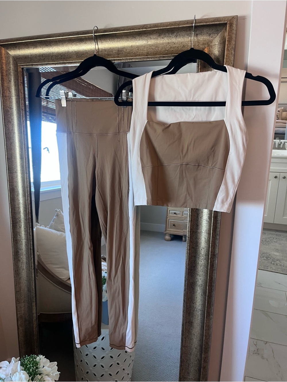 Calia Two-Piece Women’s Beige and White Active workout Set